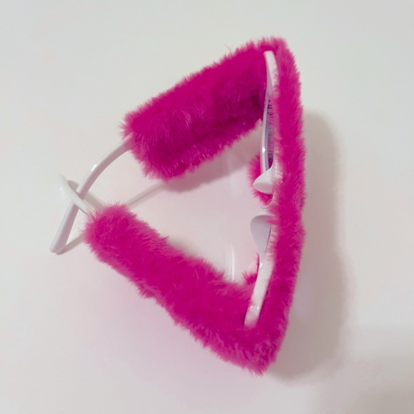 NEW Trendy Oversize Celebrity Punk Soft Fur UV400 Handmade Sunglasses HOT PINK - Picture 5 of 7